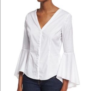 MILLY white blouse with bell sleeves, excellent condition size 10